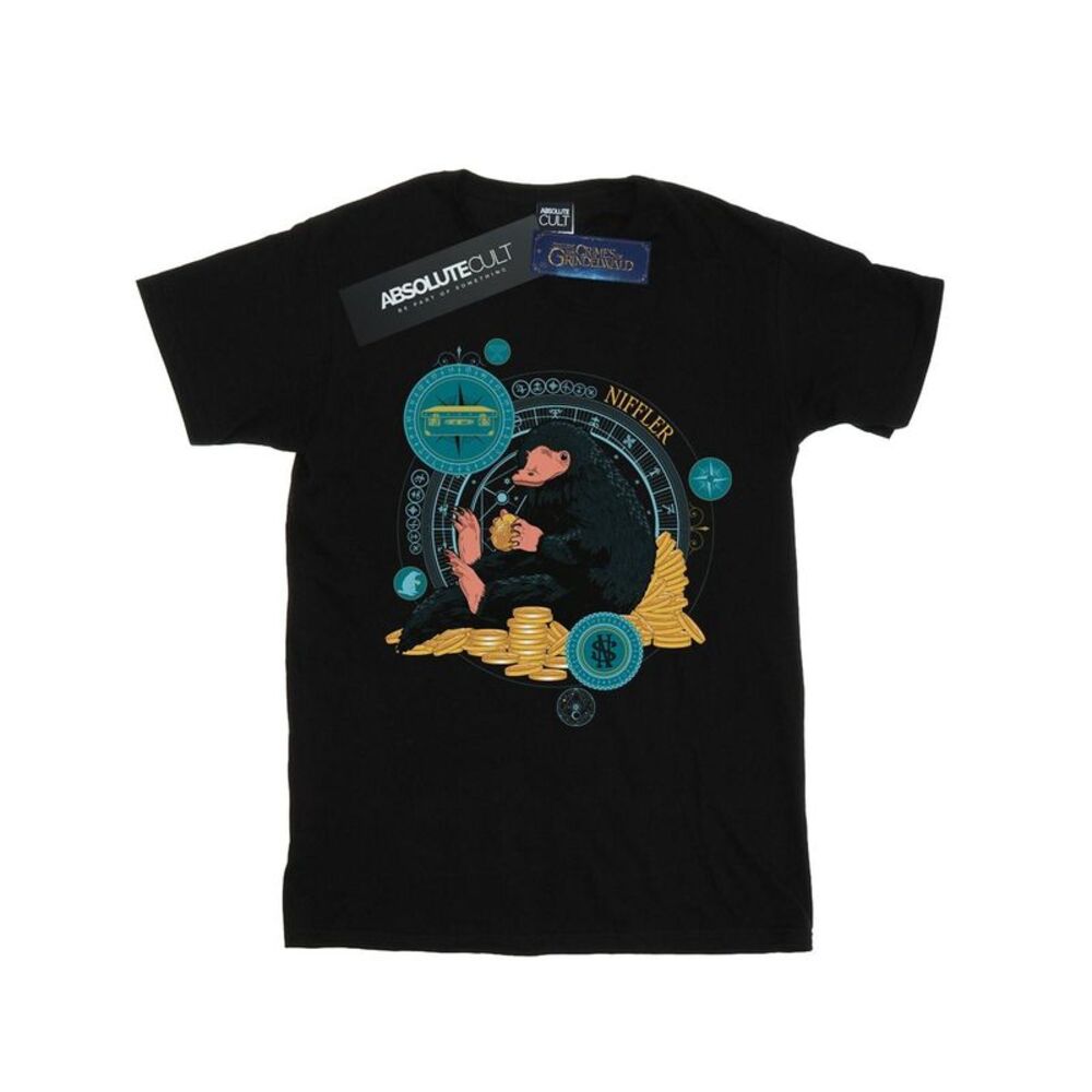 Fantastic Beasts Womens/Ladies Sitting Niffler Cotton Boyfriend T-Shirt / Black